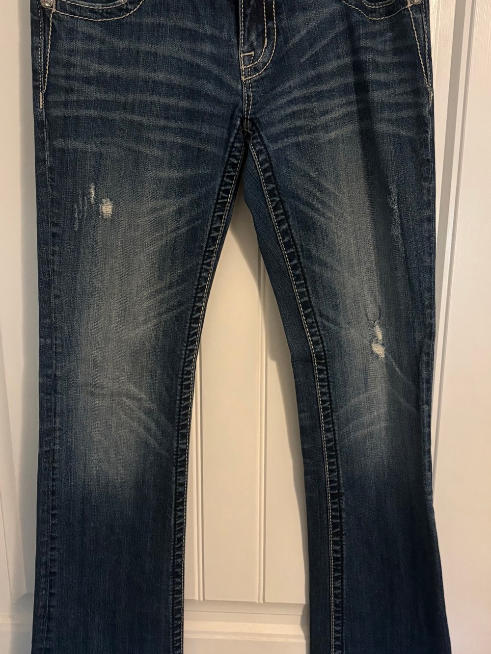 Miss Me Dark Blue Boot Cut Jeans with Fading